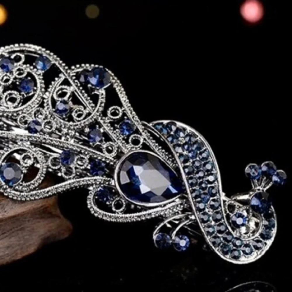 Single Hair Accessories Barrettes For Women Crystal Butterfly Peacock Fl…